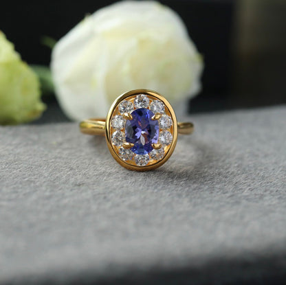 Ovaler Halo-Edelsteinring 6356