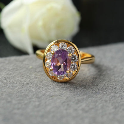Ovaler Halo-Edelsteinring 6356