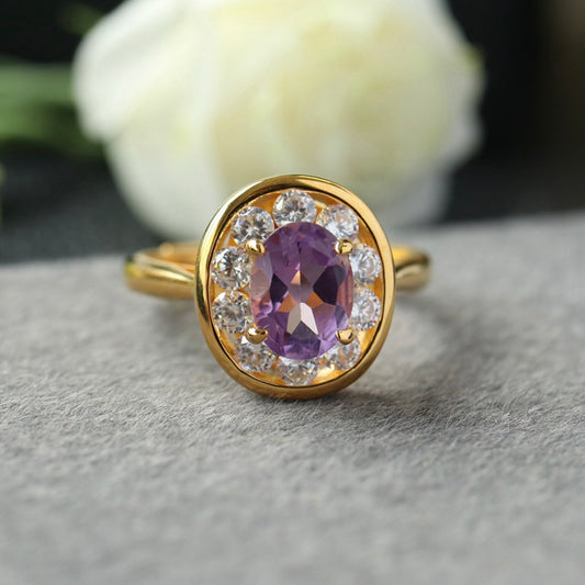 Ovaler Halo-Edelsteinring 6356