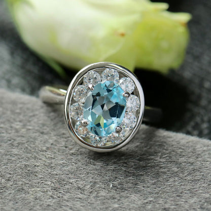 Ovaler Halo-Edelsteinring 6356