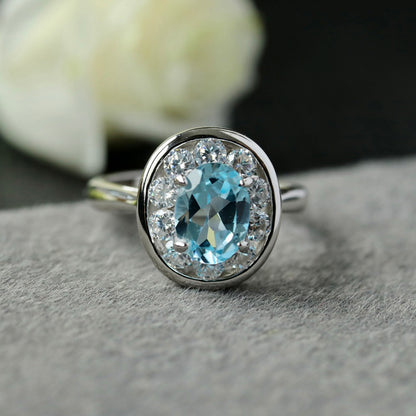 Ovaler Halo-Edelsteinring 6356