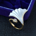 Seidiger zweifarbiger Ginkgo-Ring 6378