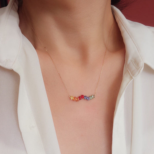 Natürliche Saphir-Regenbogenkette 6407