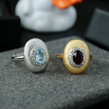 Ovaler Ring aus natürlichem Granat 6424