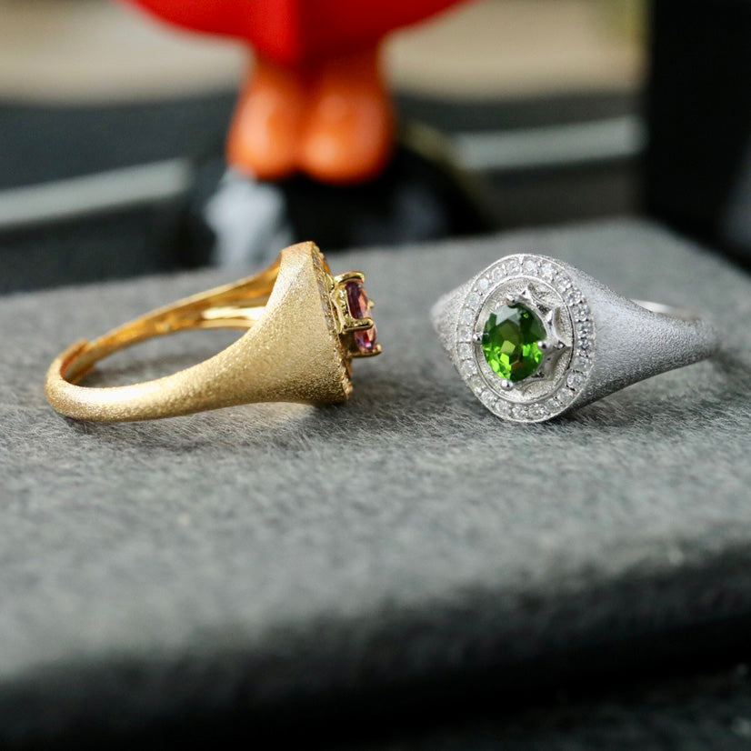 Natürlicher Diopsid-Halo-Ring 6426