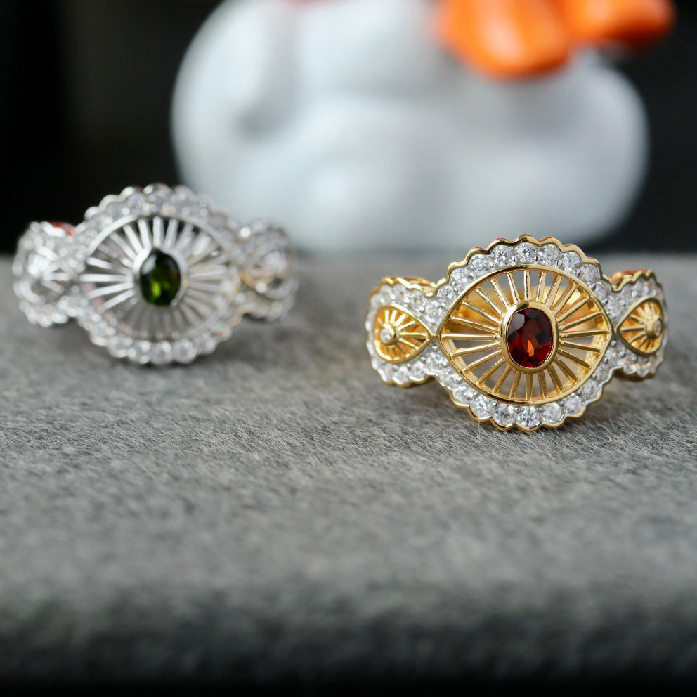 Natürlicher Granat-Blumenring 6433