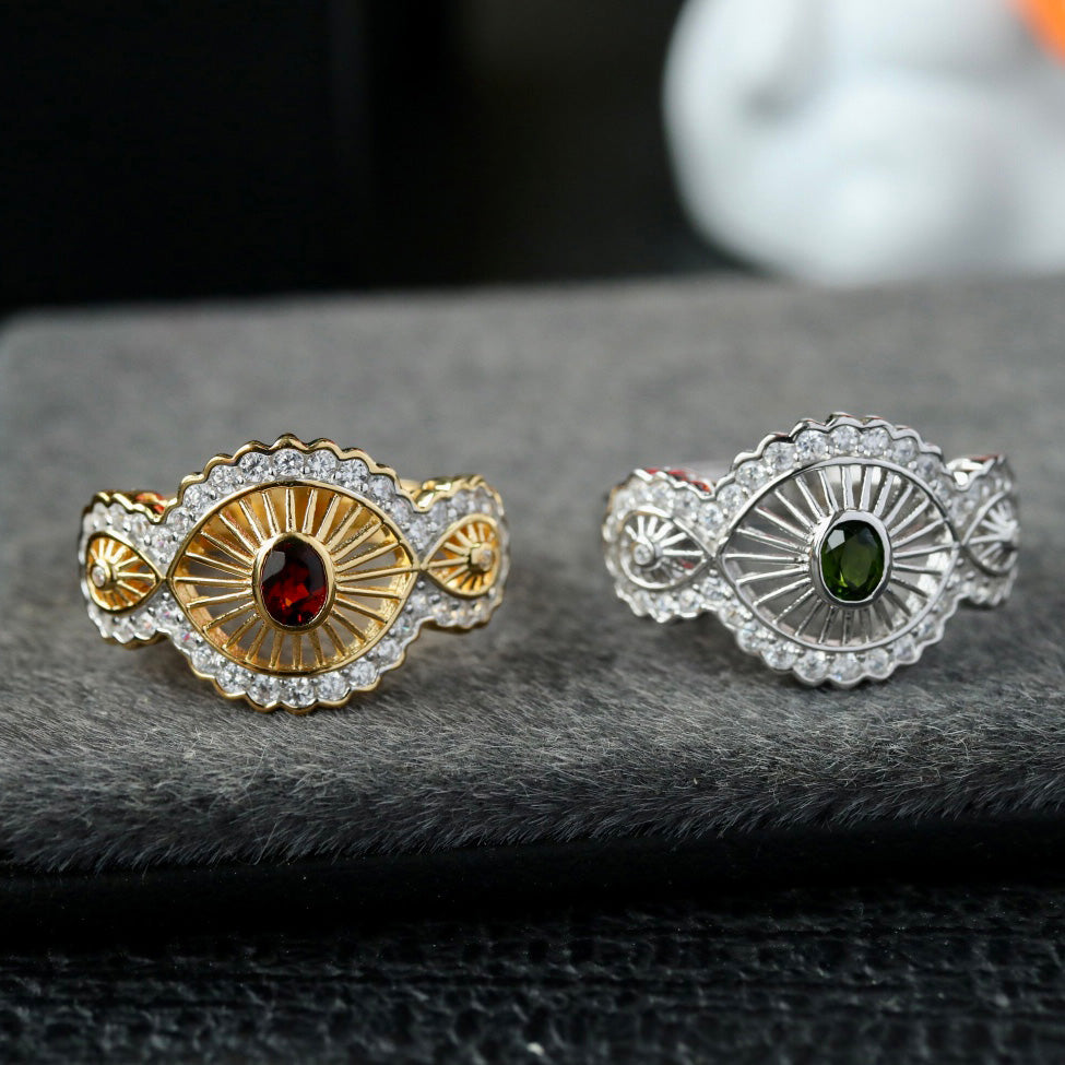 Natürlicher Granat-Blumenring 6433