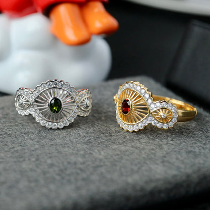 Natürlicher Granat-Blumenring 6433