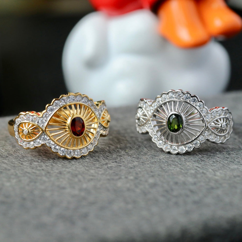 Natürlicher Granat-Blumenring 6433
