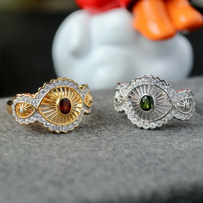 Natürlicher Granat-Blumenring 6433