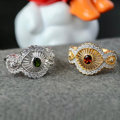 Natürlicher Granat-Blumenring 6433