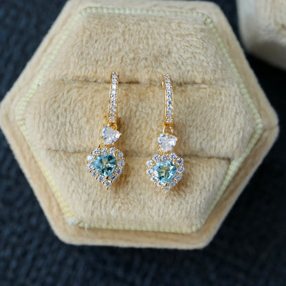 Natürliche Aquamarin-Herz-Ohrringe 6435