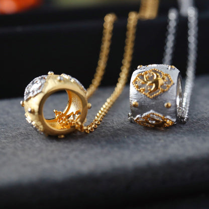Laubsägen-Halskette mit breiten Ringen 6437