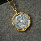 Griechische Münze gewellte Halskette 6444