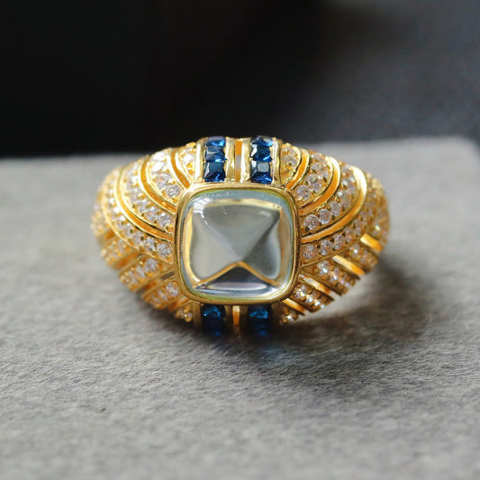 Solitärring mit Edelsteinbesatz 7099