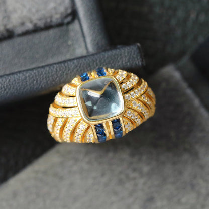 Solitärring mit Edelsteinbesatz 7099