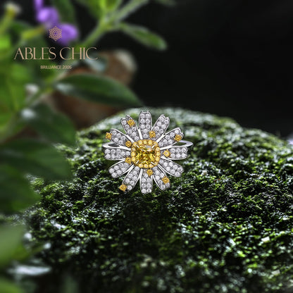 Blühender Gänseblümchen-Citrinring R1379