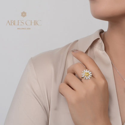 Blühender Gänseblümchen-Citrinring R1379