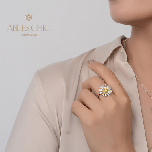 Blühender Gänseblümchen-Citrinring R1379