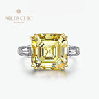 Asscher Ehering mit gelbem Citrin R0864