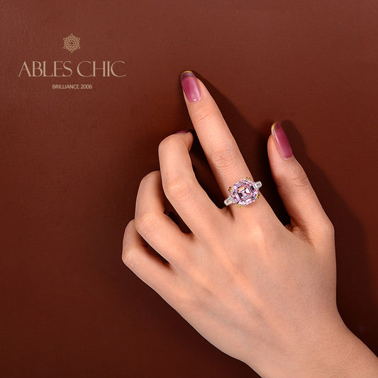 Asscher Ehering mit gelbem Citrin R0864