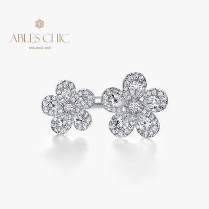 Offener Ring mit gepflasterten Blumen R1378