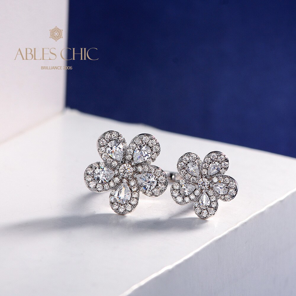 Offener Ring mit gepflasterten Blumen R1378