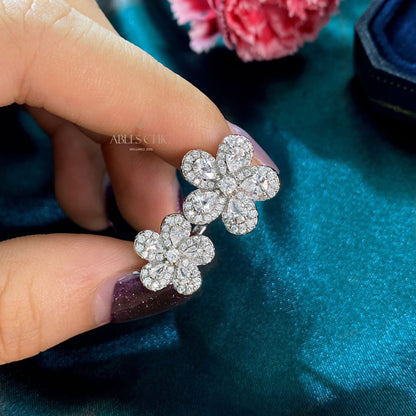 Offener Ring mit gepflasterten Blumen R1378