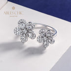 Offener Ring mit gepflasterten Blumen R1378