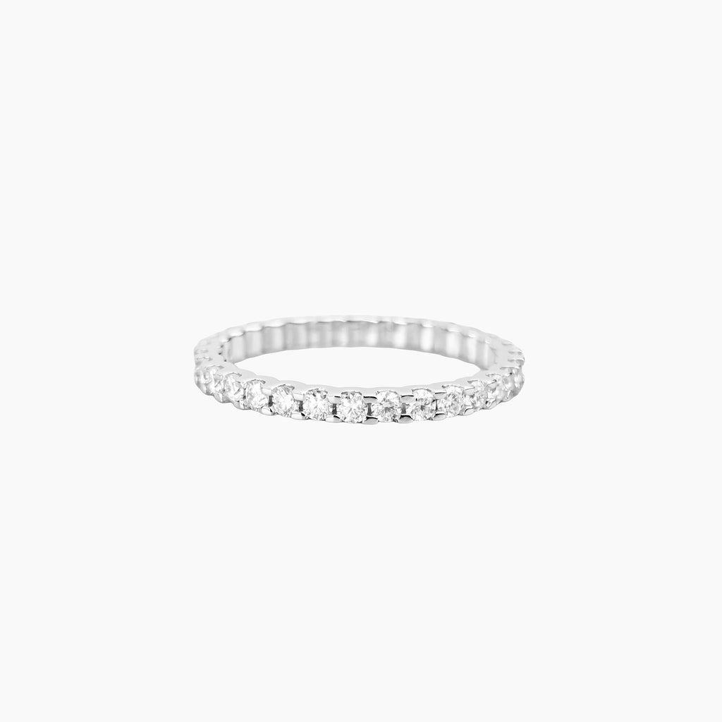 Round Stone Scalloped Eternity Ring