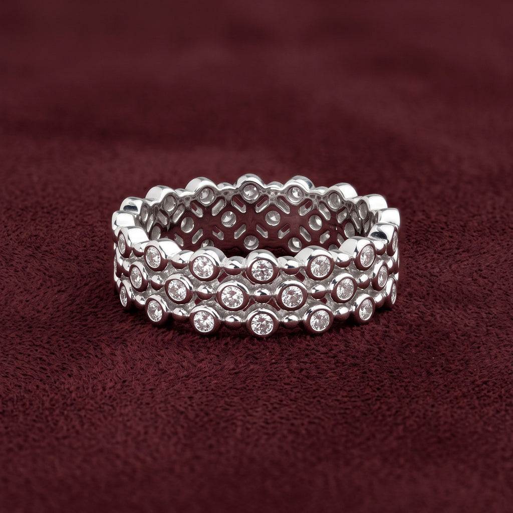 Mosaic Moissanite Layered Band