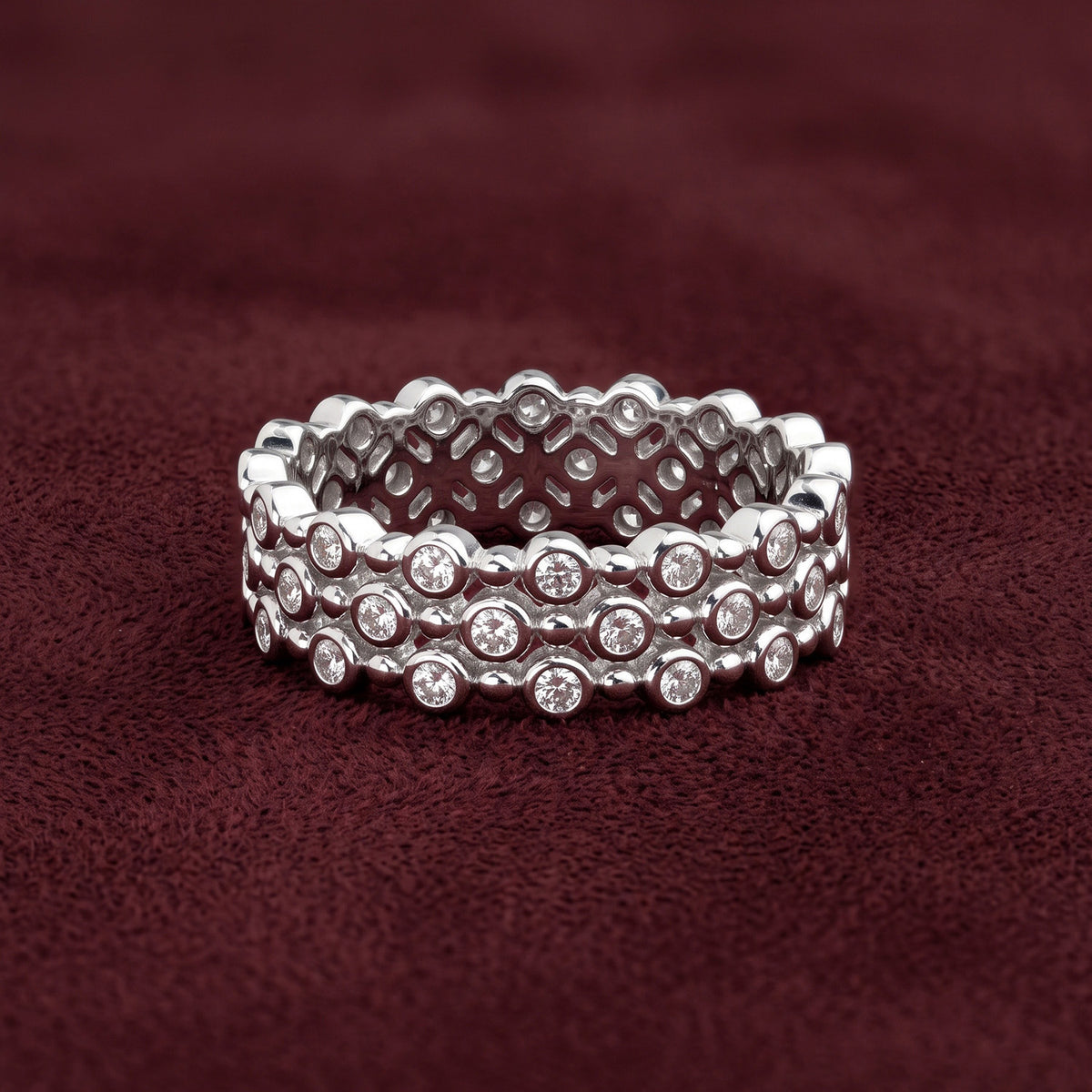 Mosaic Moissanite Layered Band