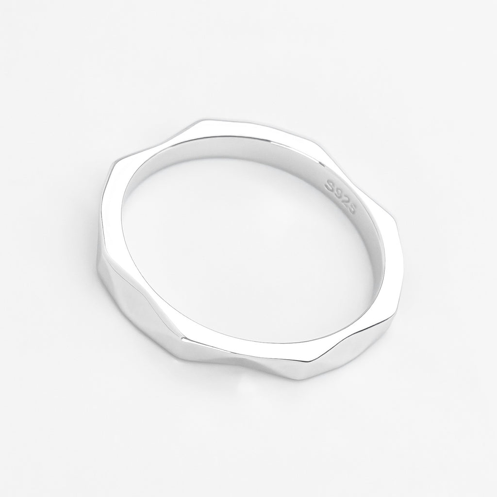 Silver Terrain Facet Ring
