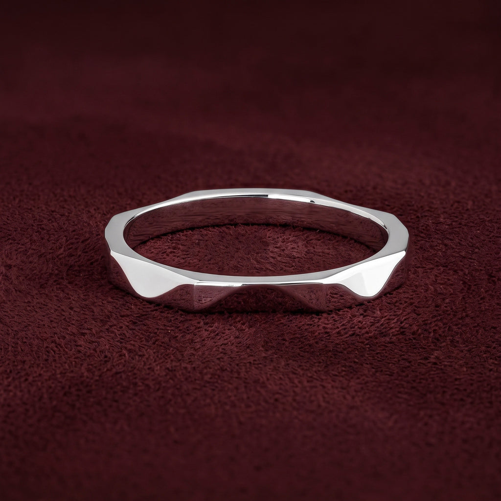 Silver Terrain Facet Ring