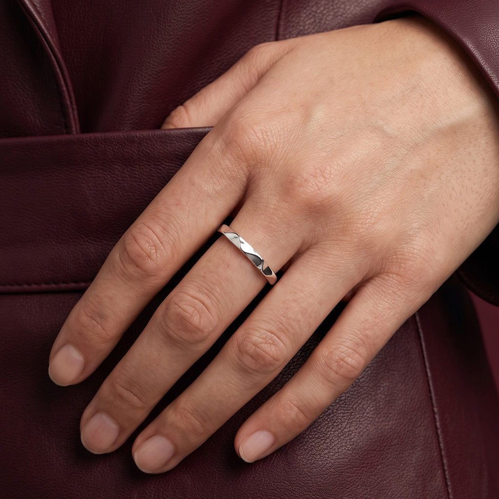 Silver Terrain Facet Ring