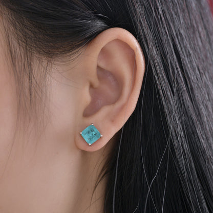 Quadratische Paraiba-Ohrringe E0126