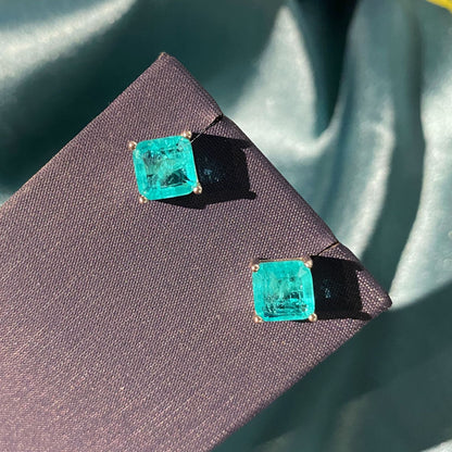 Quadratische Paraiba-Ohrringe E0126