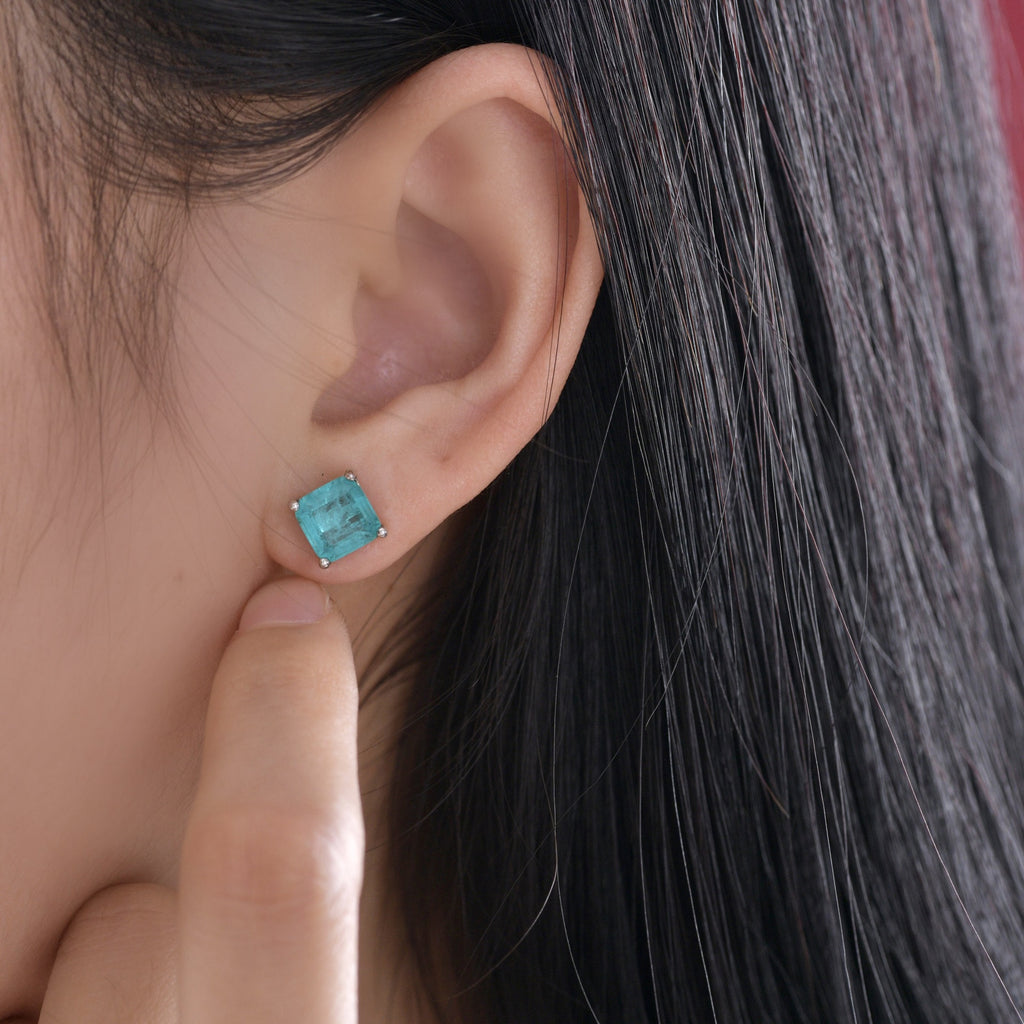 Quadratische Paraiba-Ohrringe E0126