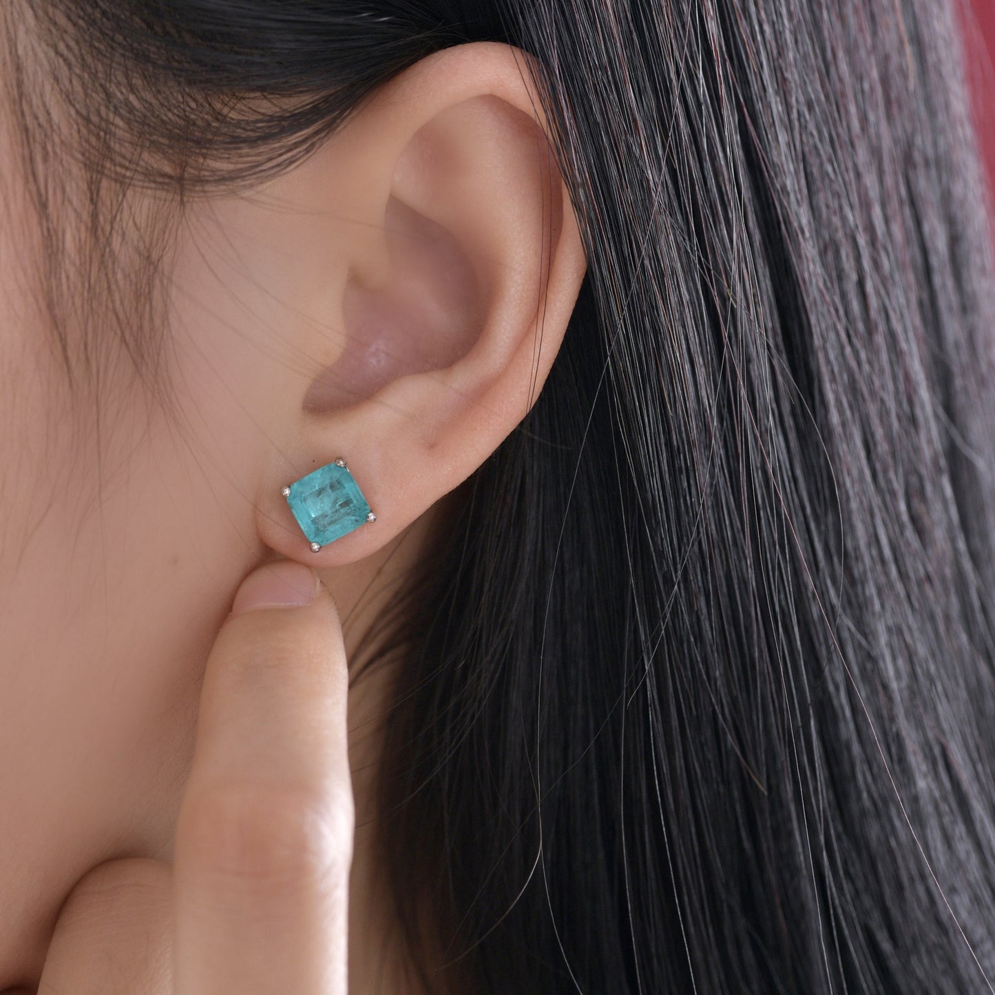 Quadratische Paraiba-Ohrringe E0126