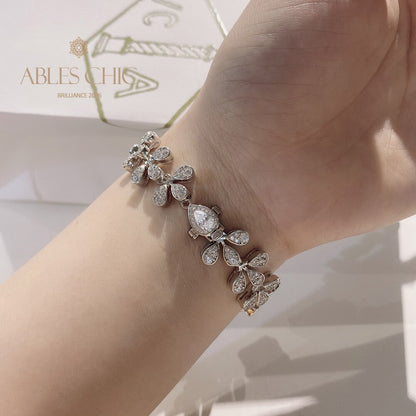 Blume Iced Out Hochzeitsarmband B0553