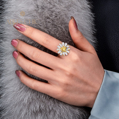 Blühender Gänseblümchen-Citrinring R1379