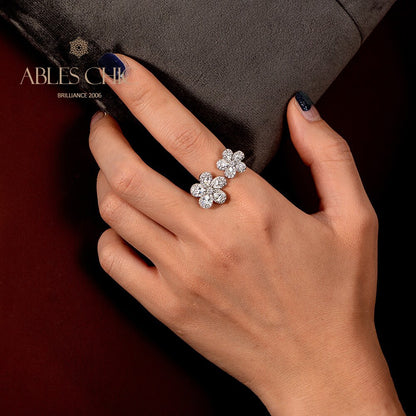 Offener Ring mit gepflasterten Blumen R1378