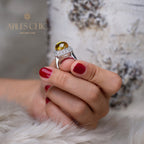 Halo-Ring mit Granatbesatz R0321