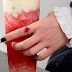 Solitär-Herz-Kunzit-Brautring R0308
