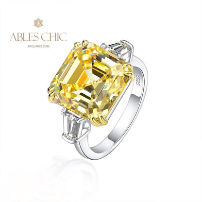 Asscher Ehering mit gelbem Citrin R0864