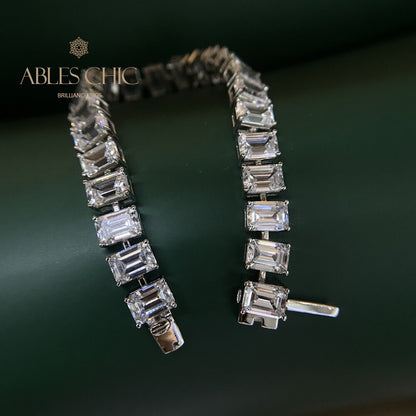 Smaragdschliff Iced Out Brautarmband B0452