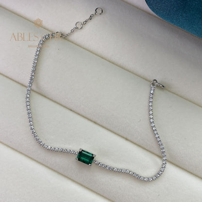 Lab Smaragd Solitär Bling Armband B0826