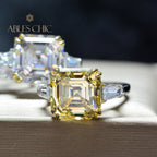 Asscher Ehering mit gelbem Citrin R0864