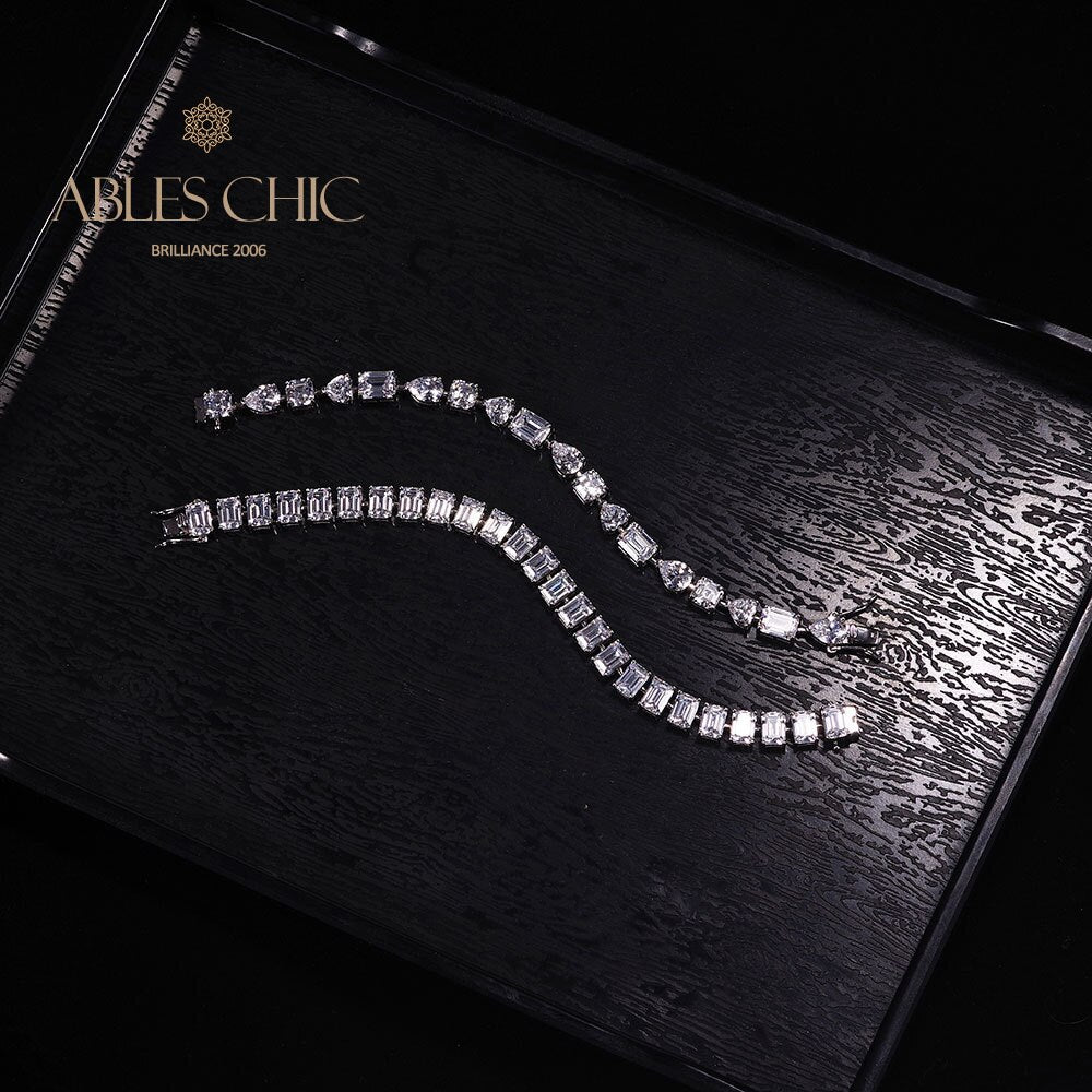 Smaragdschliff Iced Out Brautarmband B0452