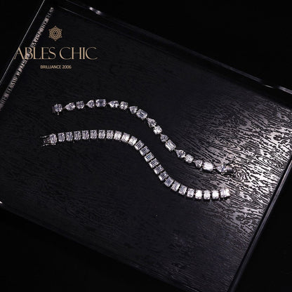 Smaragdschliff Iced Out Brautarmband B0452